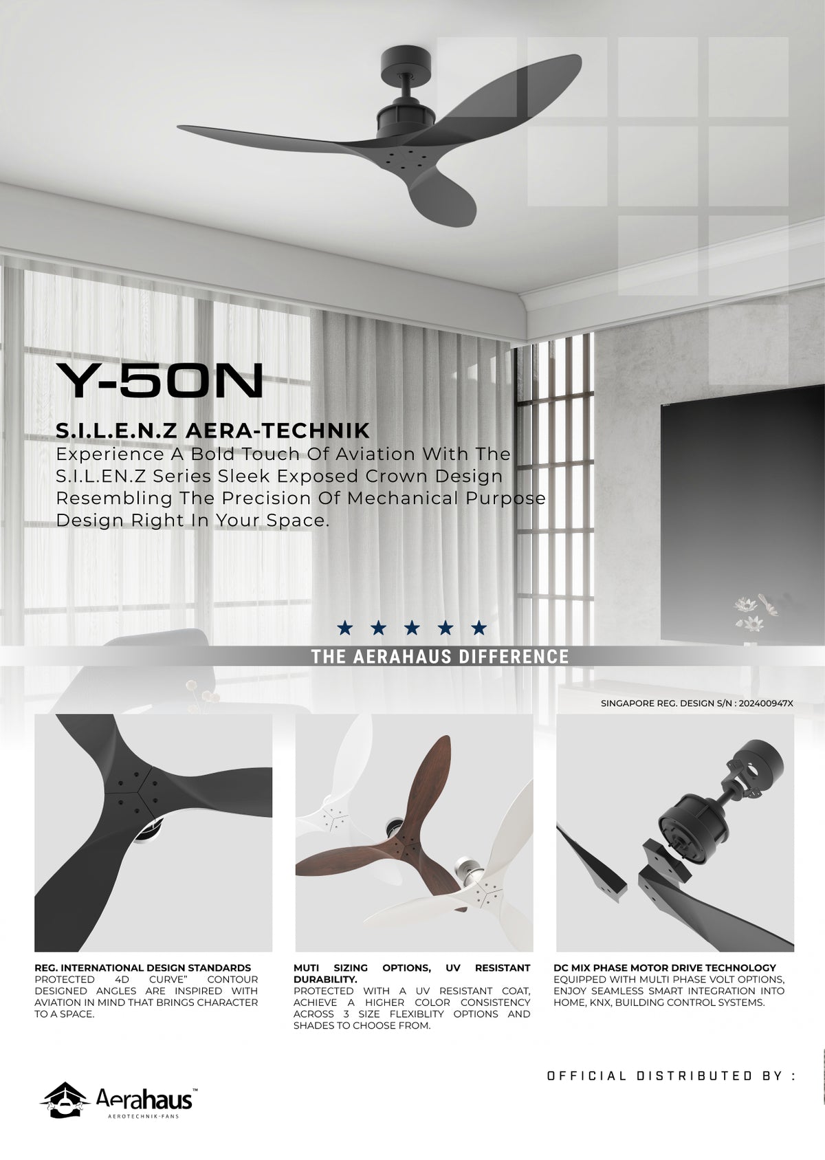 Y-50N Aerahaus Technik DC Ceiling Fan
