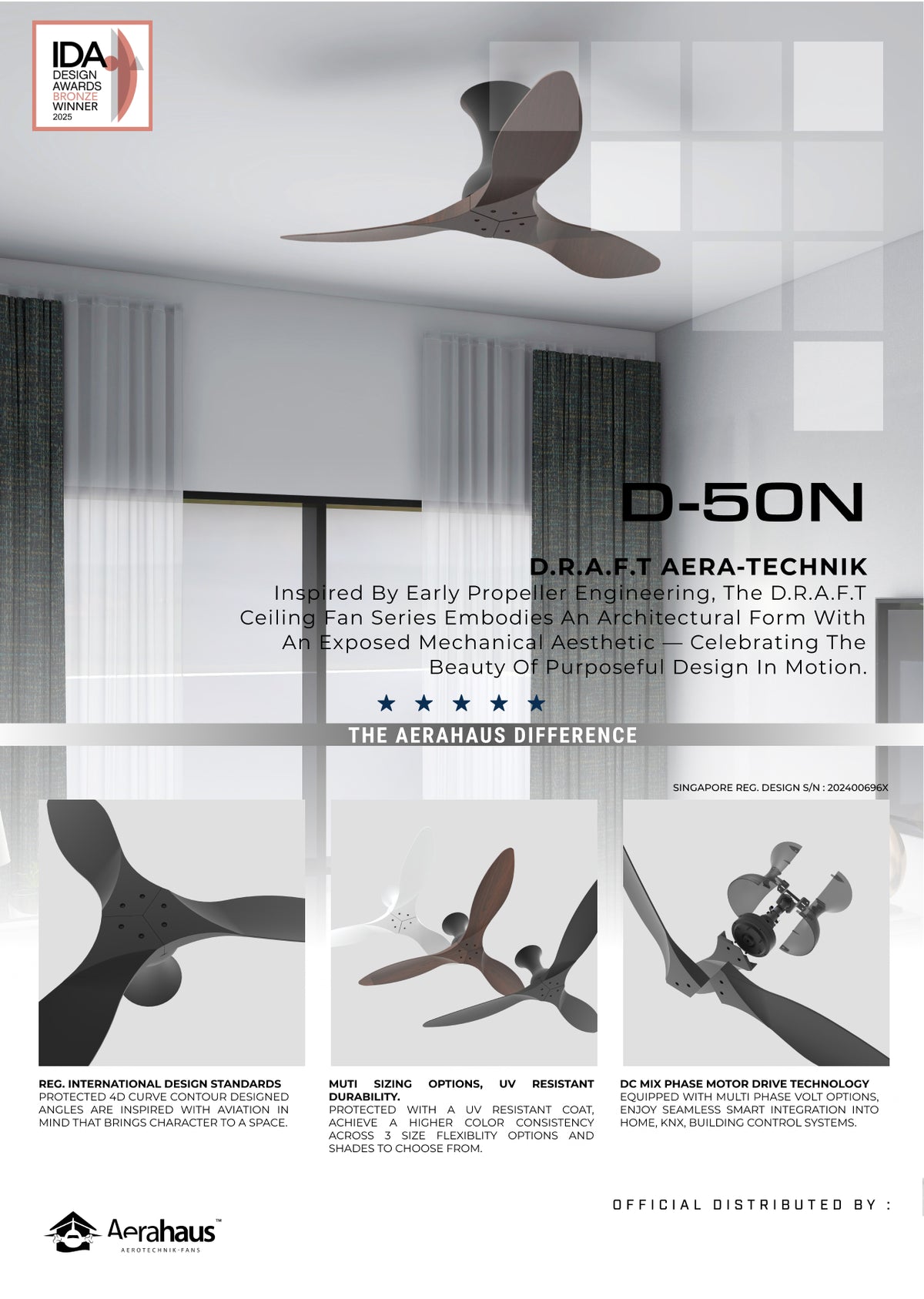 D-50N Aerahaus Technik DC Ceiling Fan