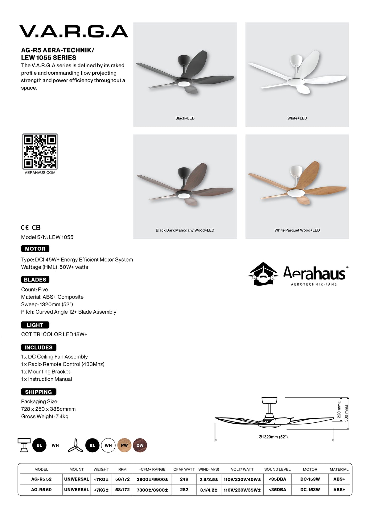 AG-R5 Aerahaus Technik DC Ceiling Fan